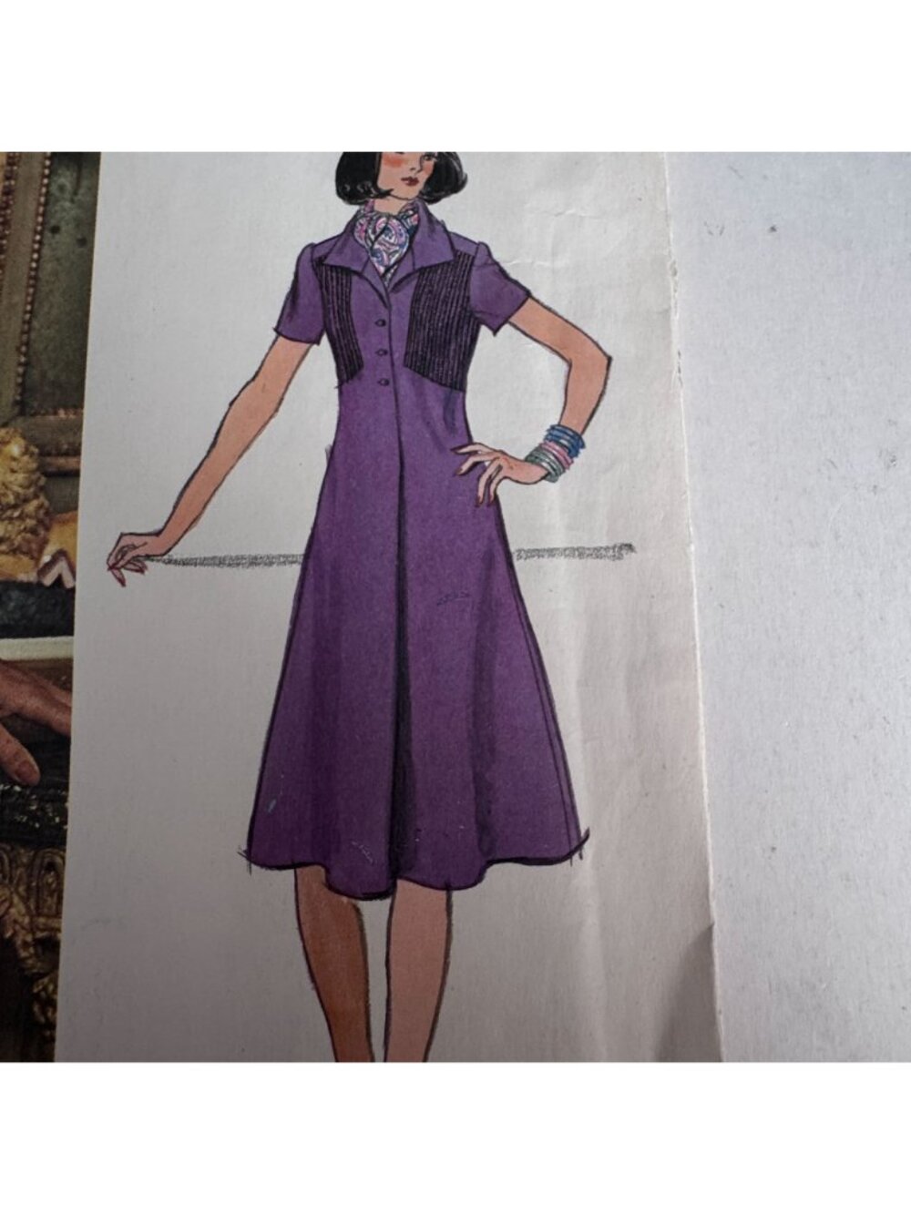 Vogue Sewing Pattern 1186 Teal Traina A-Line Dress 1975 Designer Vintage 12 UC - Picture 2 of 11